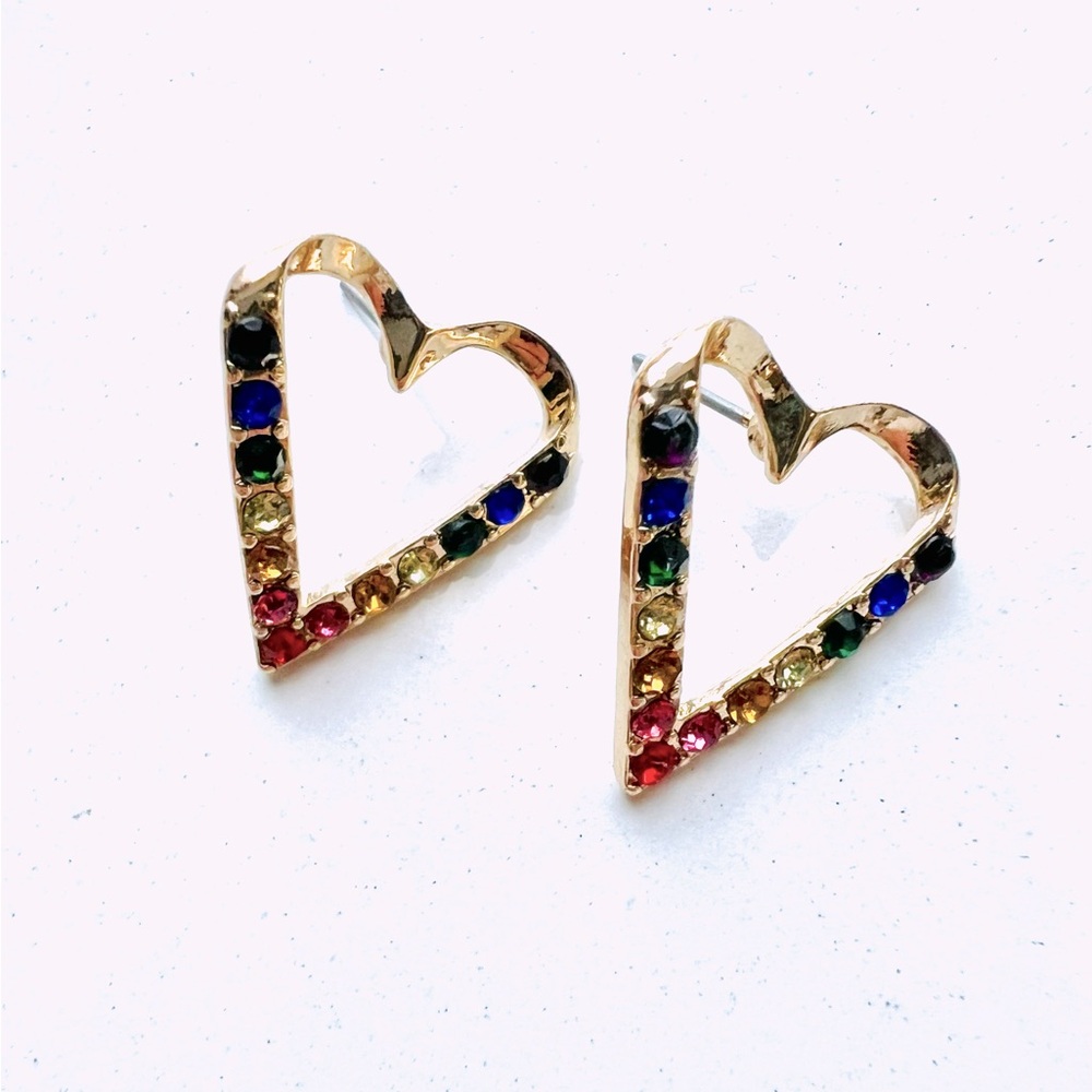 3 for 30⚡️Nordstrom Rainbow Heart Stud Earrings - Picture 2 of 5